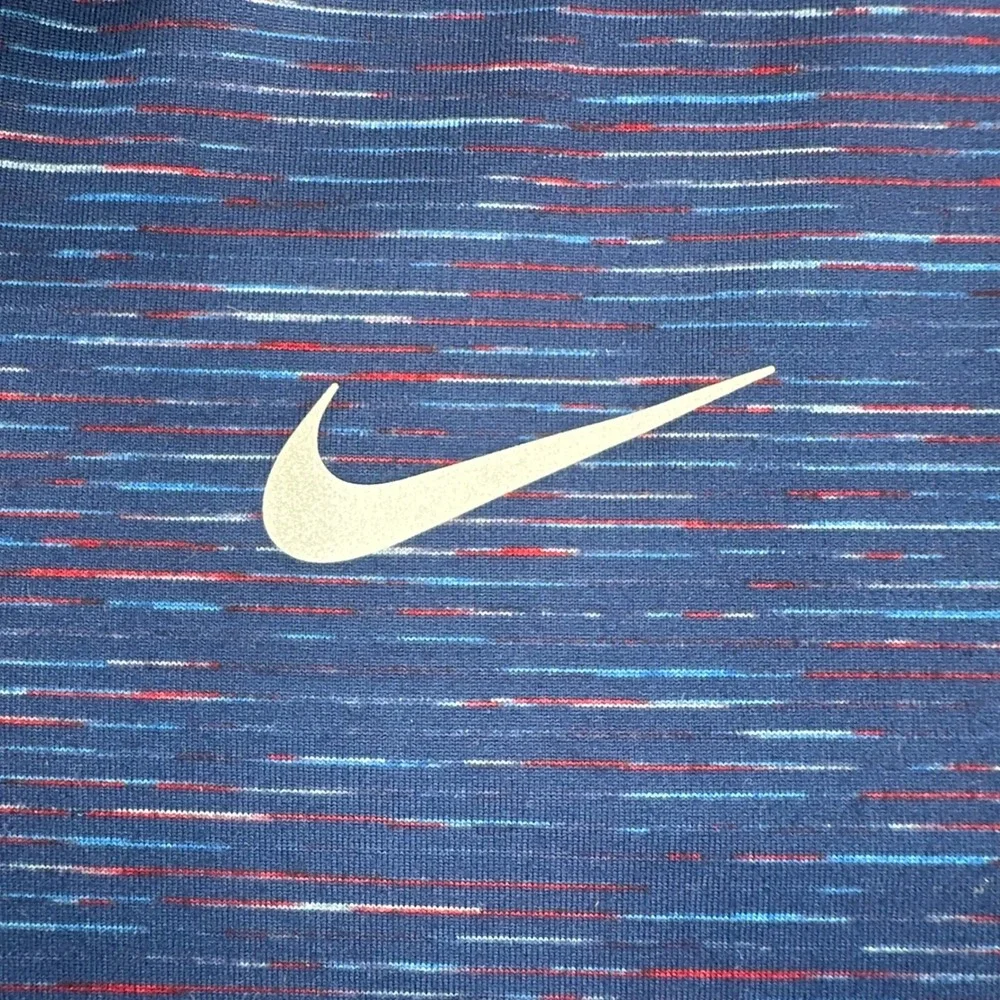 Nike Running Shirt Women M 1/4 Zip Pullover Blue Space Dye Mock Neck Dri-FIT